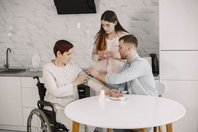 A client managing daily tasks at home, safely and independently