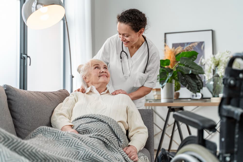 A Harmony Family Care client with a companion